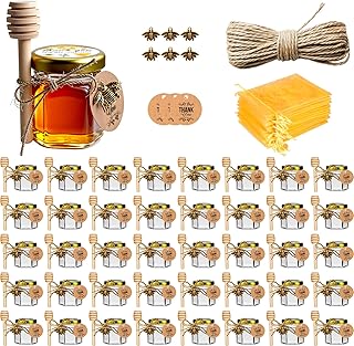 Glass Honey Jar, Honey Pot 1.5oz, 40 Pack Mini Honey Jars with Dipper, B...