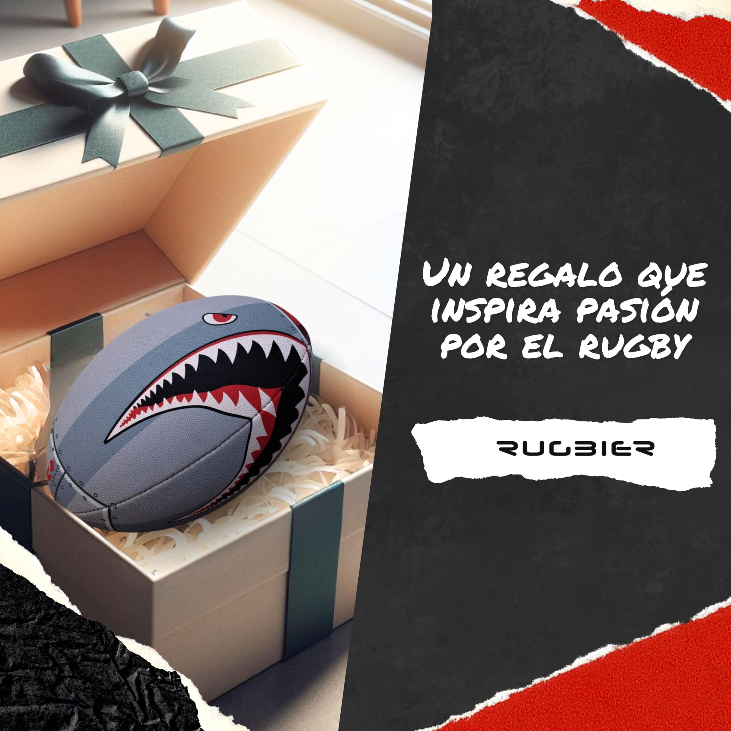 Mini Balón de Rugby para Niños y Niñas T2 – Iniciación y Entrenamiento - Balón Promocional - Regalo Rugby - Modelo Shark