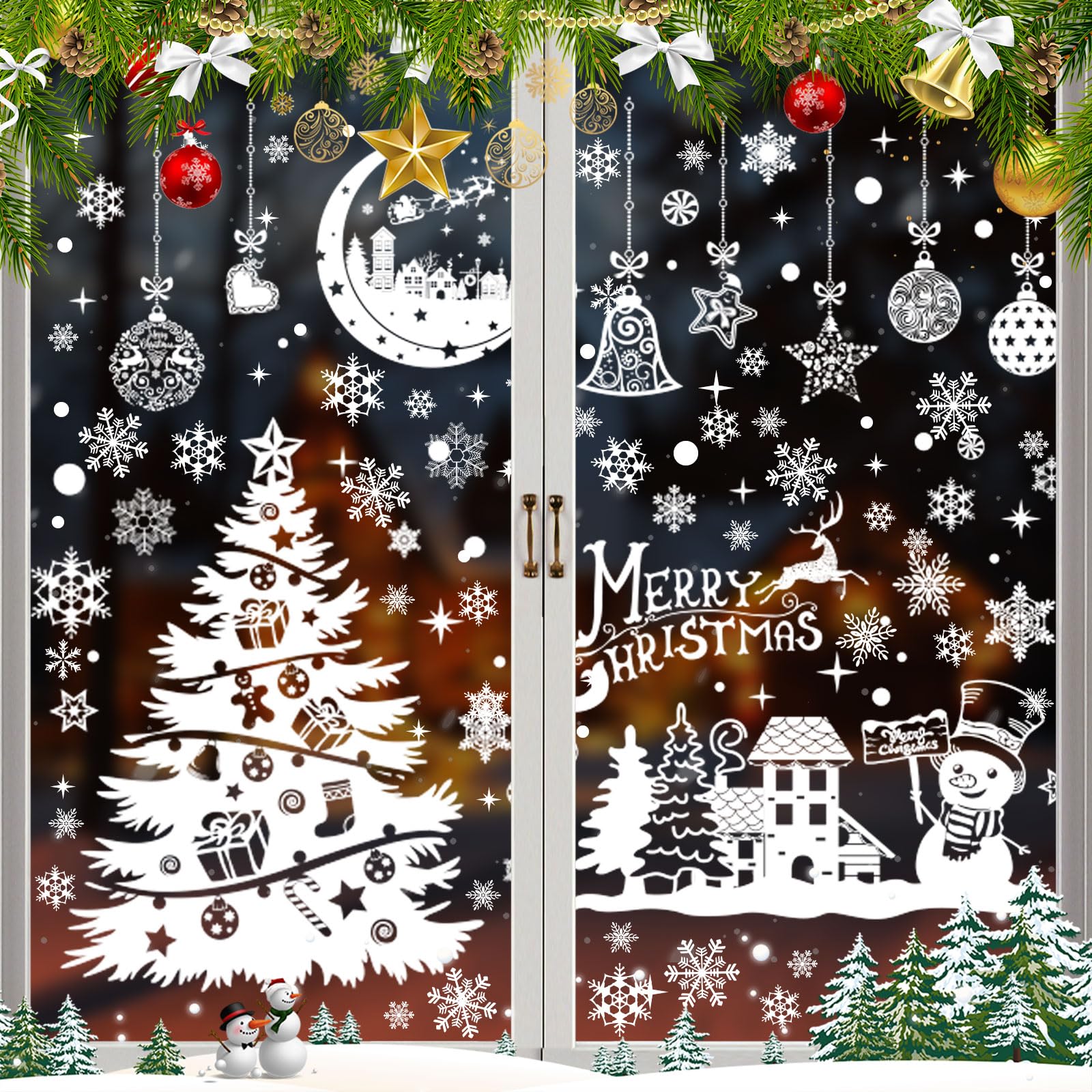 Stickers Noel Fenetre Réutilisable Decoration Noel Fenetre