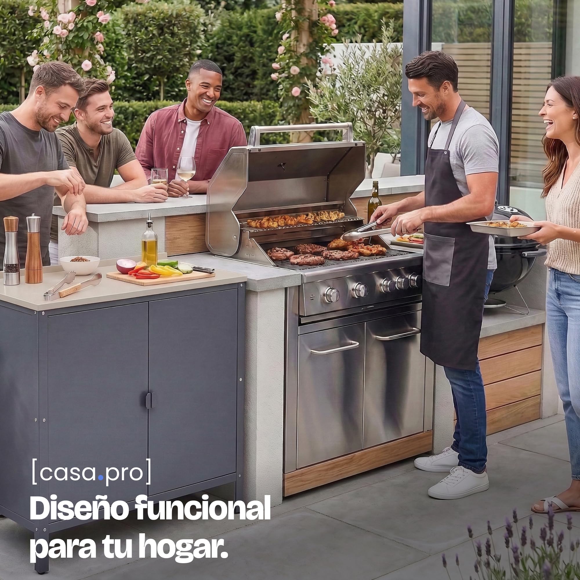 casa.pro Armario Exterior Bolognano con Patas Nivelables 1 Estante Interior para Terraza Jardín Uso Interior y Exterior Almacenaje en el Jardín 92 x 80 x 50 cm Acero - Gris Oscuro/Plateado