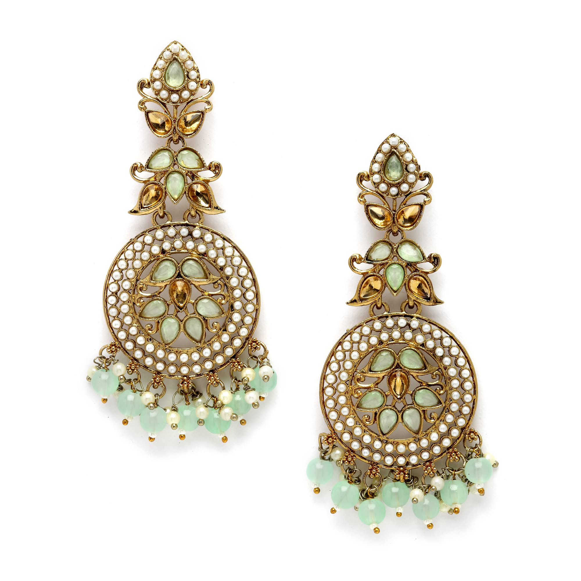 KENNICE Gold-Plated Kundan & Pearls studded Antique Classic Drop Earrings For Women & Girls (B0C4XW3FFX) Amazon Price History, Amazon Price Tracker