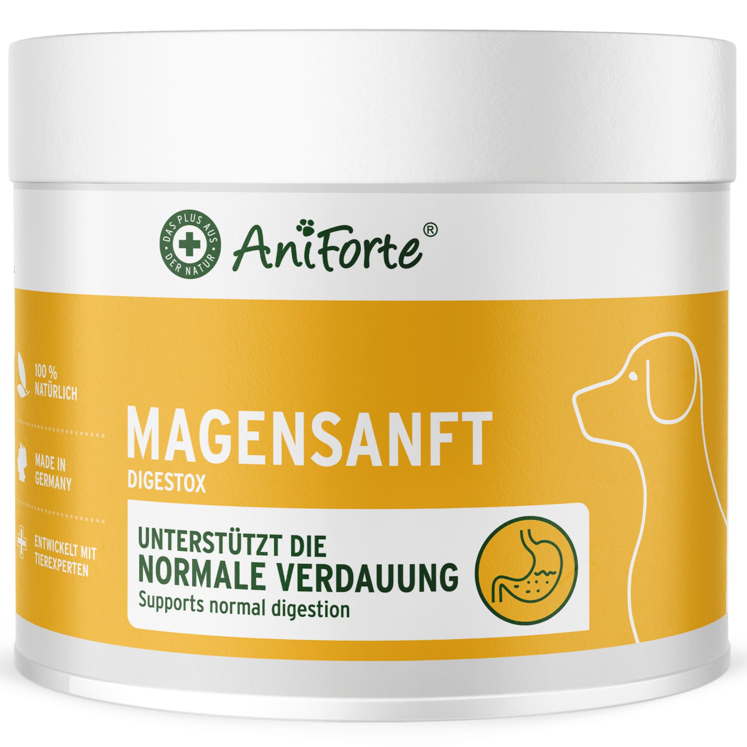 AniForte MagenSanft Pulver für Hunde 500g – Zur Unterstützung der Verdauung & Harmonisierung der Magen-Darm-Aktivität, natürlicher Magenschutz Hund mit Bentonit Pulver & Kräutern