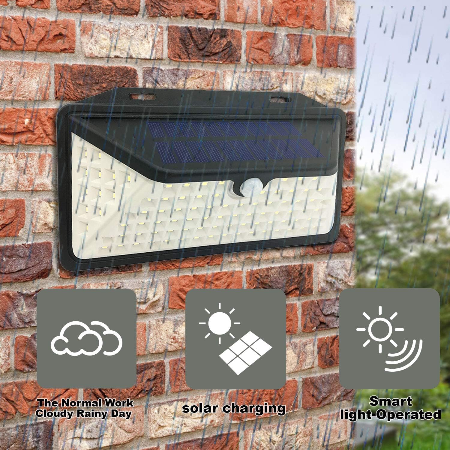 Himalayan Glow Solar Outdoor Lights, 100 LED Wall Light with 3 Modes, IP65 Waterproof Solar Powered Wireless Security Lights for Front Door, Yard, Garage, Deck| Pack of 2