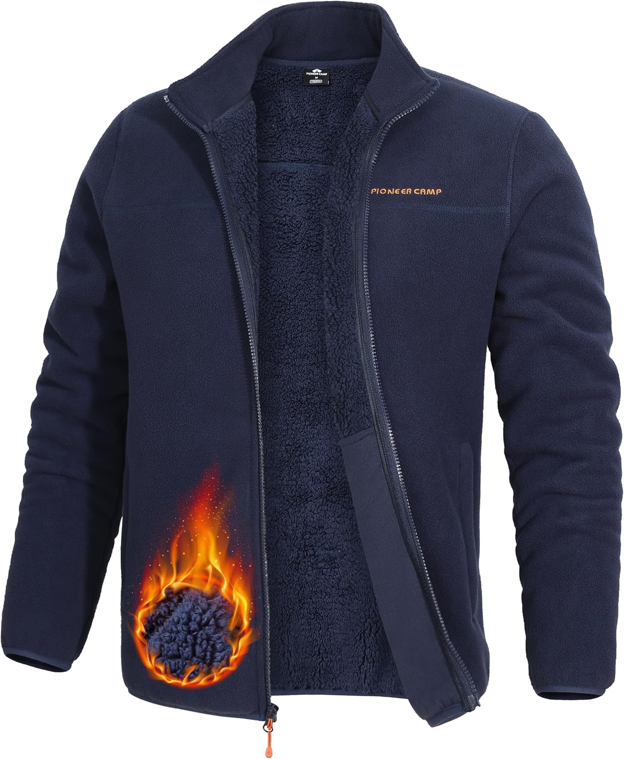 Pioneer Camp Men's Polar Fleece Sherpa Lined Jacket Warm Full Zip Up Thick Jacket Soft Outwear Winter Coat with Zipper Pocket