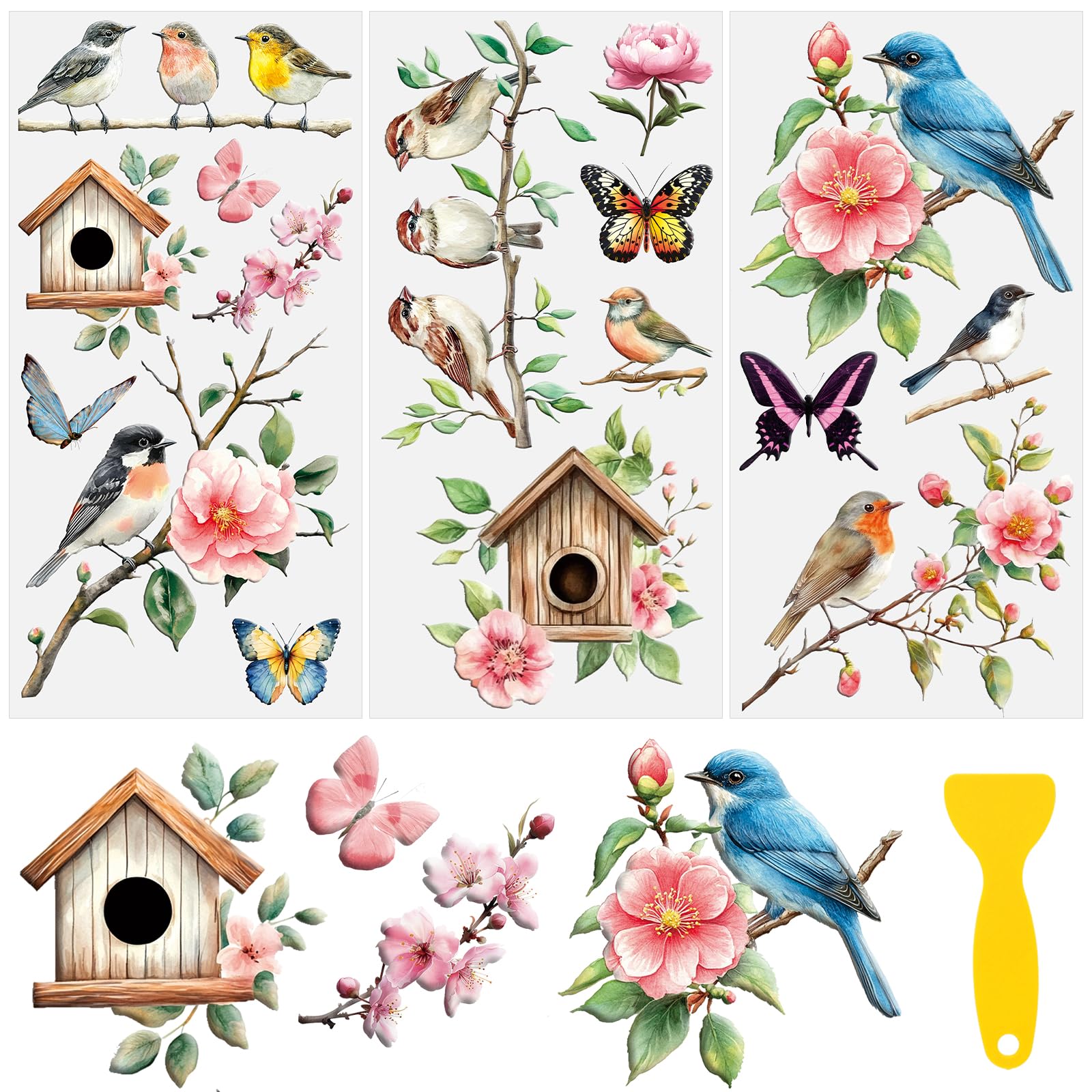 GLOBLELAND 3Pcs Fée et Fleur Frotter Sur les Transferts pour Meubles et Artisanat Décalcomanies 6x12 pouces Autocollants de Transfert de Meubles Auto-Adhésifs Imperméables pour la Maison