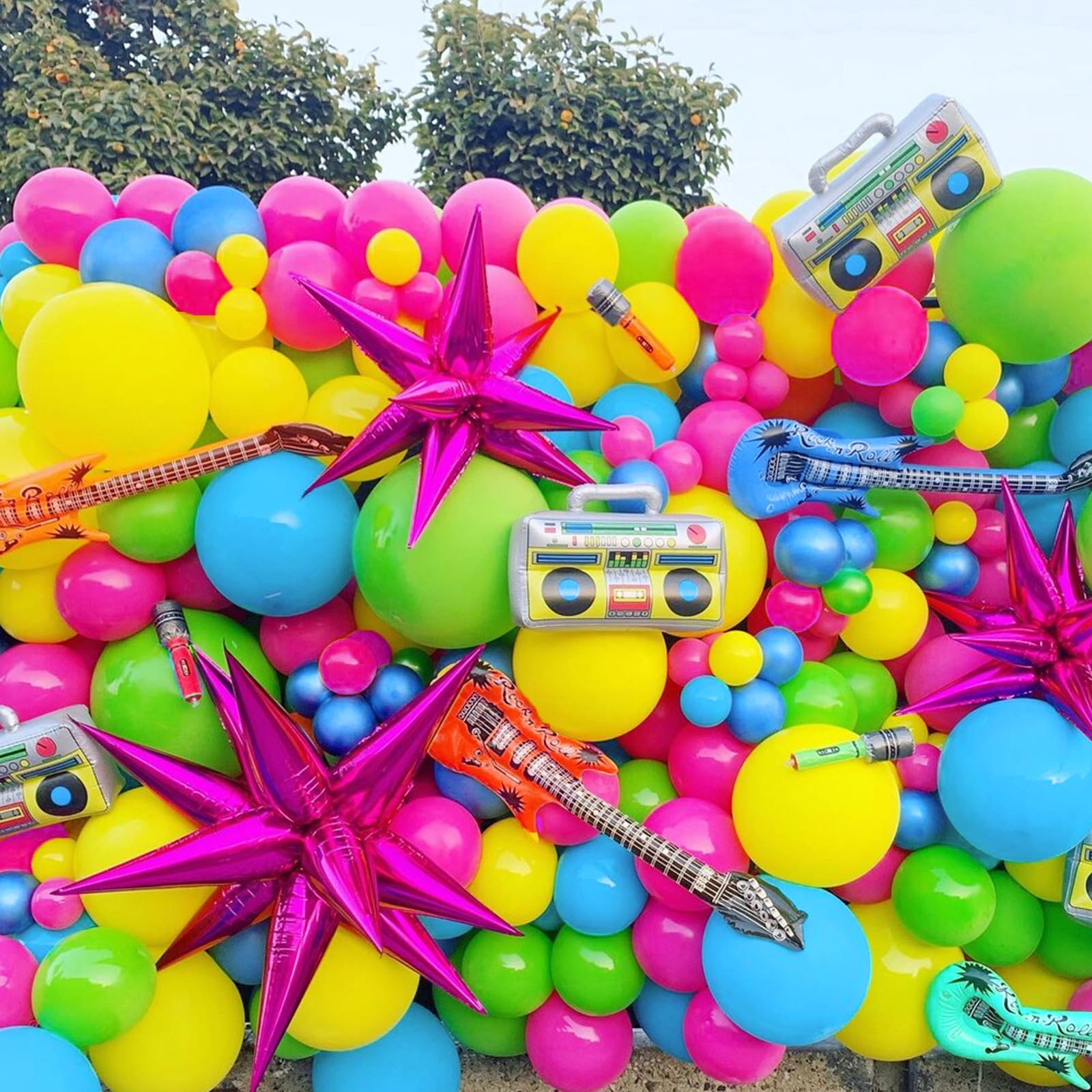 Decorazioni per feste anni '80 e '90 Palloncino da discoteca Strumenti musicali Radio Decorazioni da appendere Rorno agli anni '80 e '90 Fornure per feste hip-hop retrò