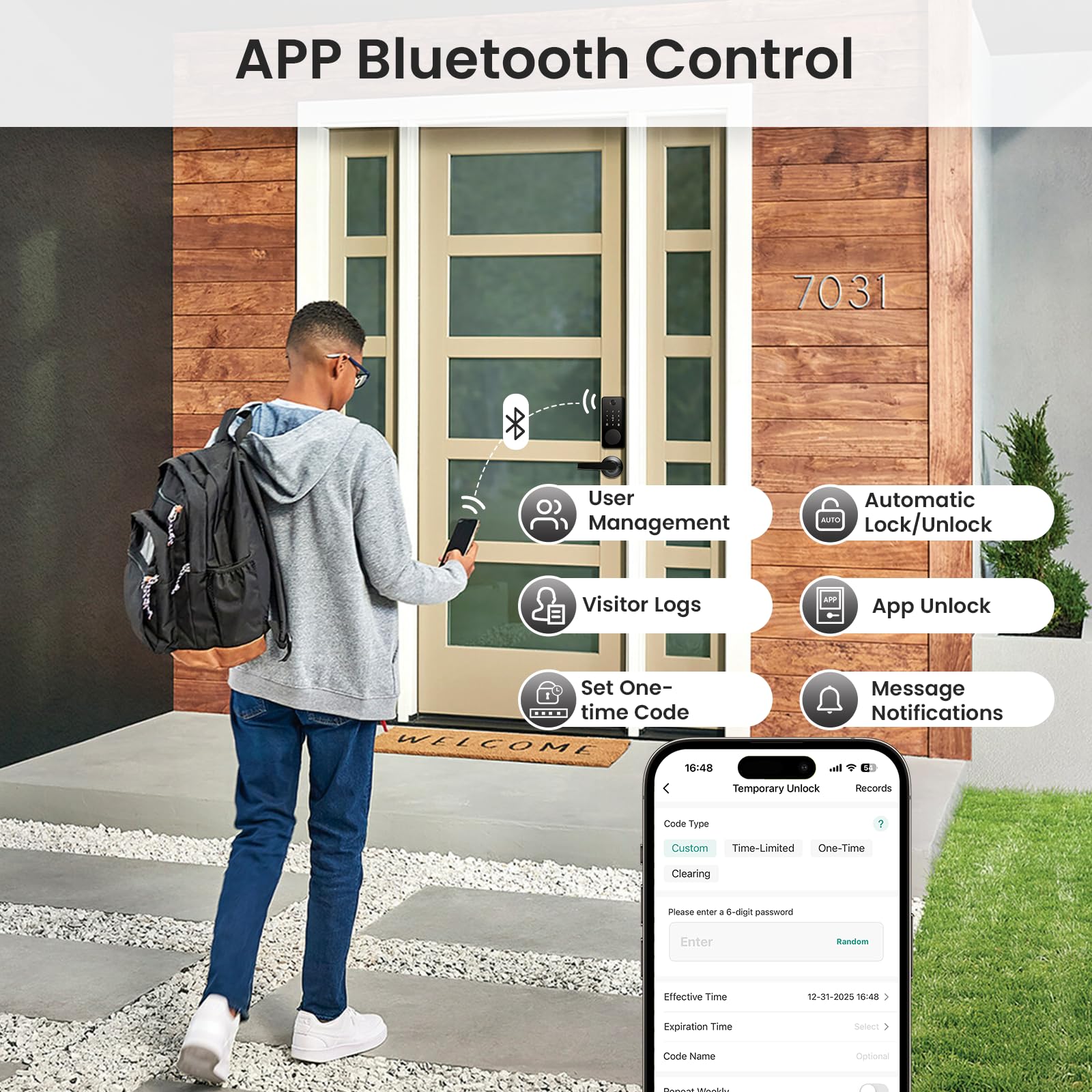 Keyless Entry Door Lock, Smart Door Lock, Smart Deadbolt Lock with Keypad, Auto & One Touch Lock | Smart Locks for Front Door | Easy Installation | Exact Fingerprint | App Control | 12-Month Battery