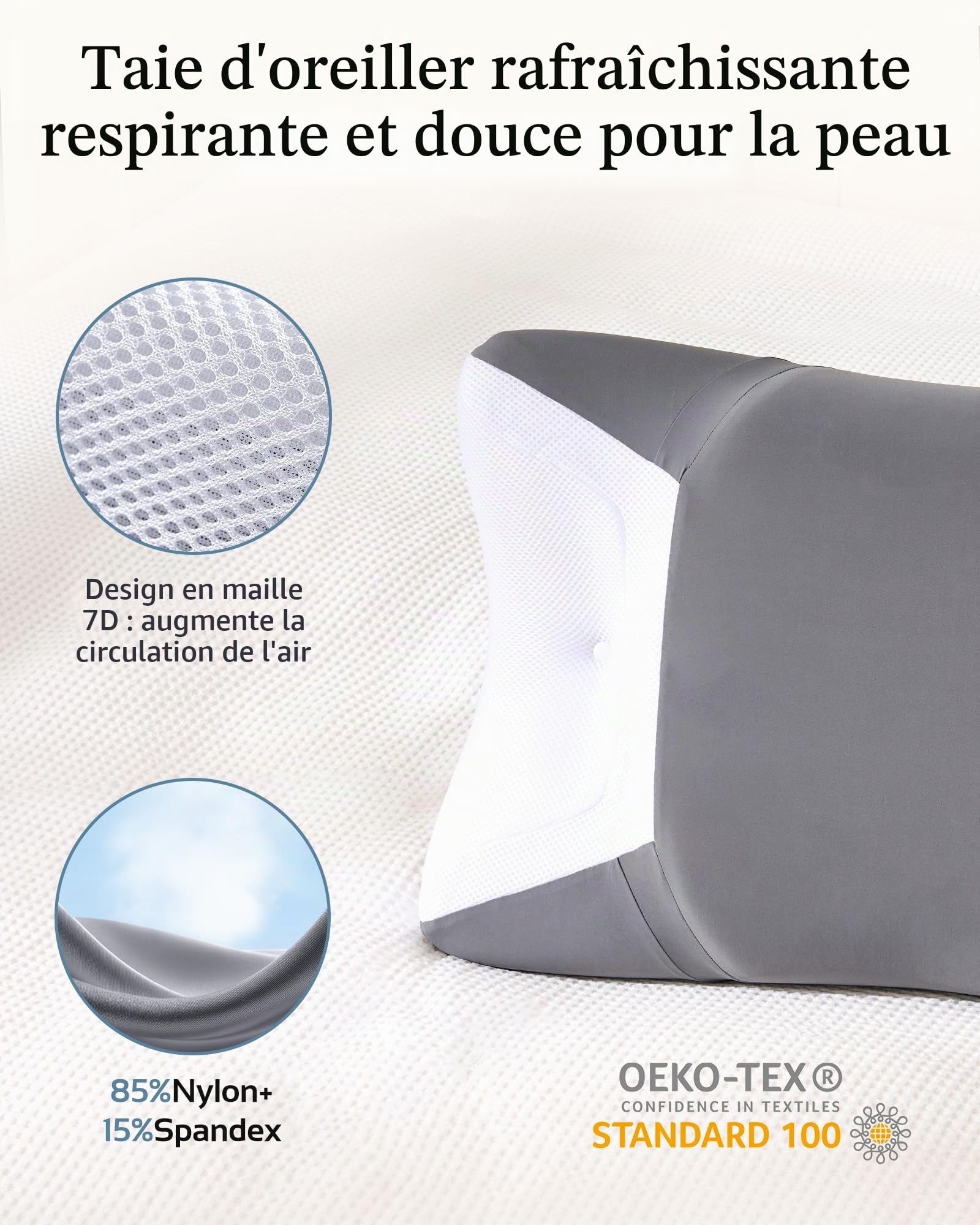 Oreiller CPAP Ergonomique à Mémoire de Forme Découpes Élargies
