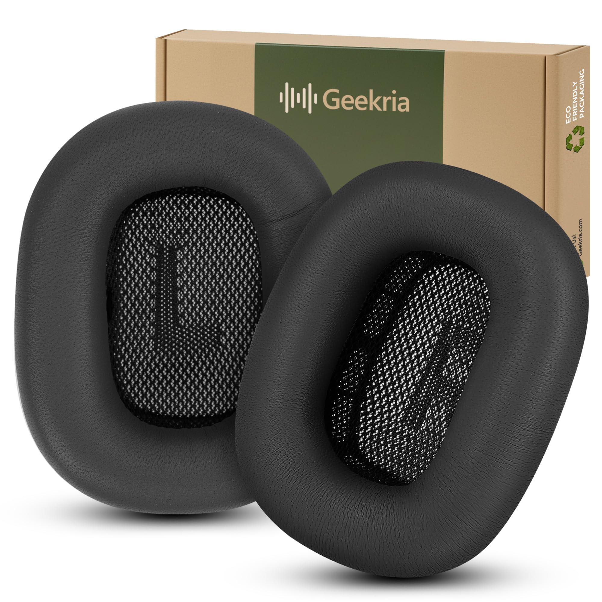 Geekria Elite Ersatz-Ohrpolster aus Schafsleder für Apple AirPods MAX (A2096)/MAX2 (A3184) Kopfhörer, Reparaturteile (Schwarz)