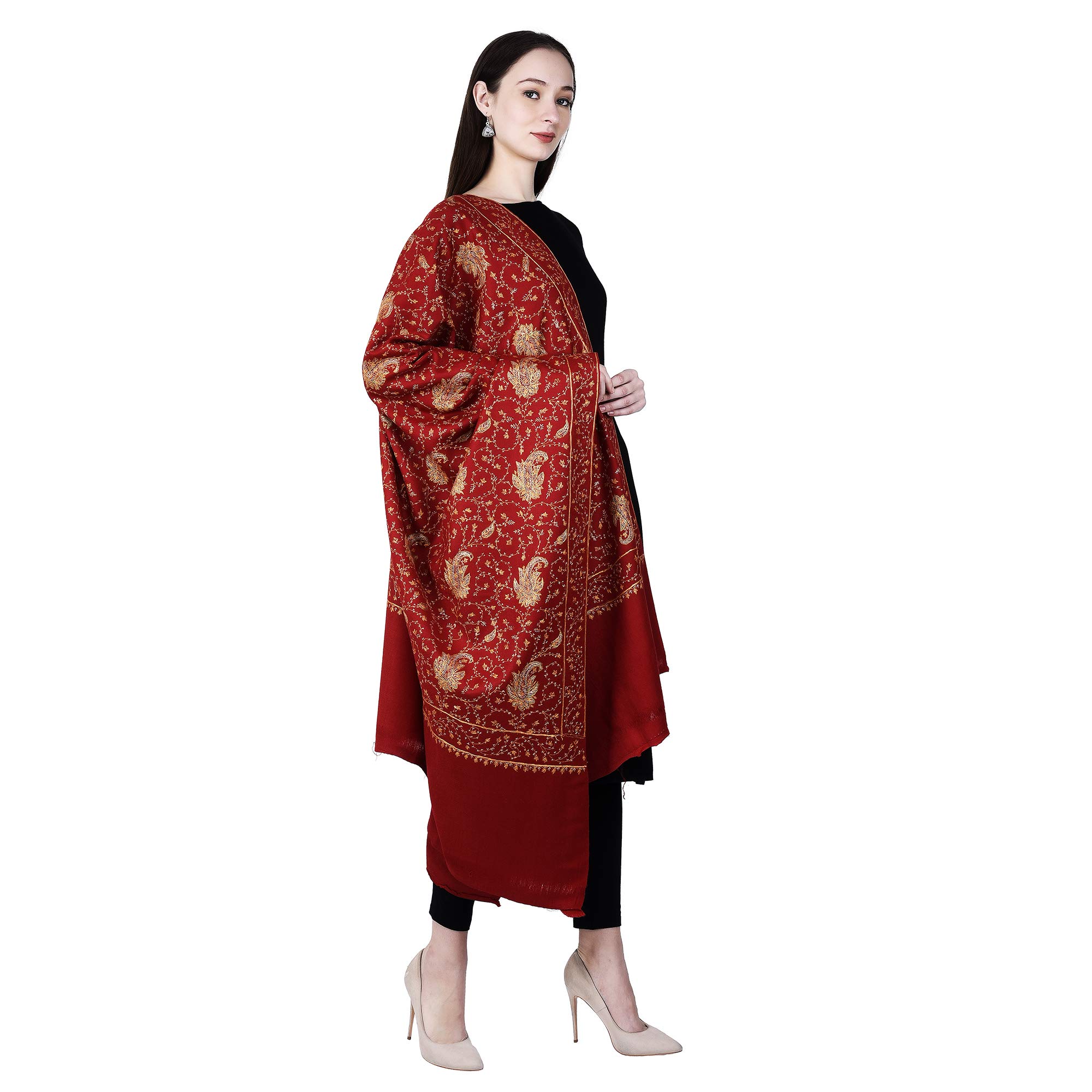 Women's Kashmiri Hand Embroidered Pure Wool Shawl-image-19