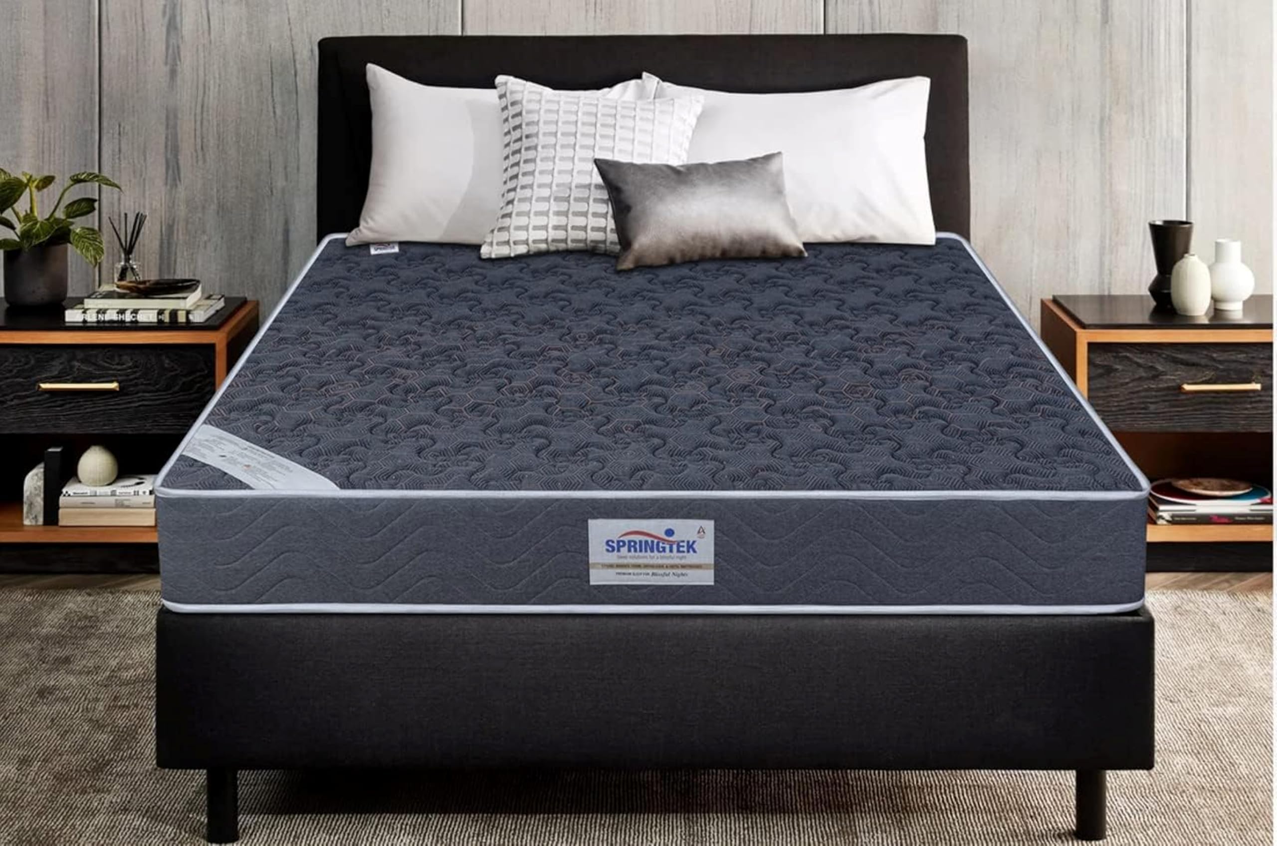 Springtek Premium Natural Coir Mattress | Medium Firm Support | Orthopedic 4 Inches Coir Bond Bonded Foam Mattress | Spine Back Support Queen Size Gadda | Anti Microbial Fabric | 78x60 Inch