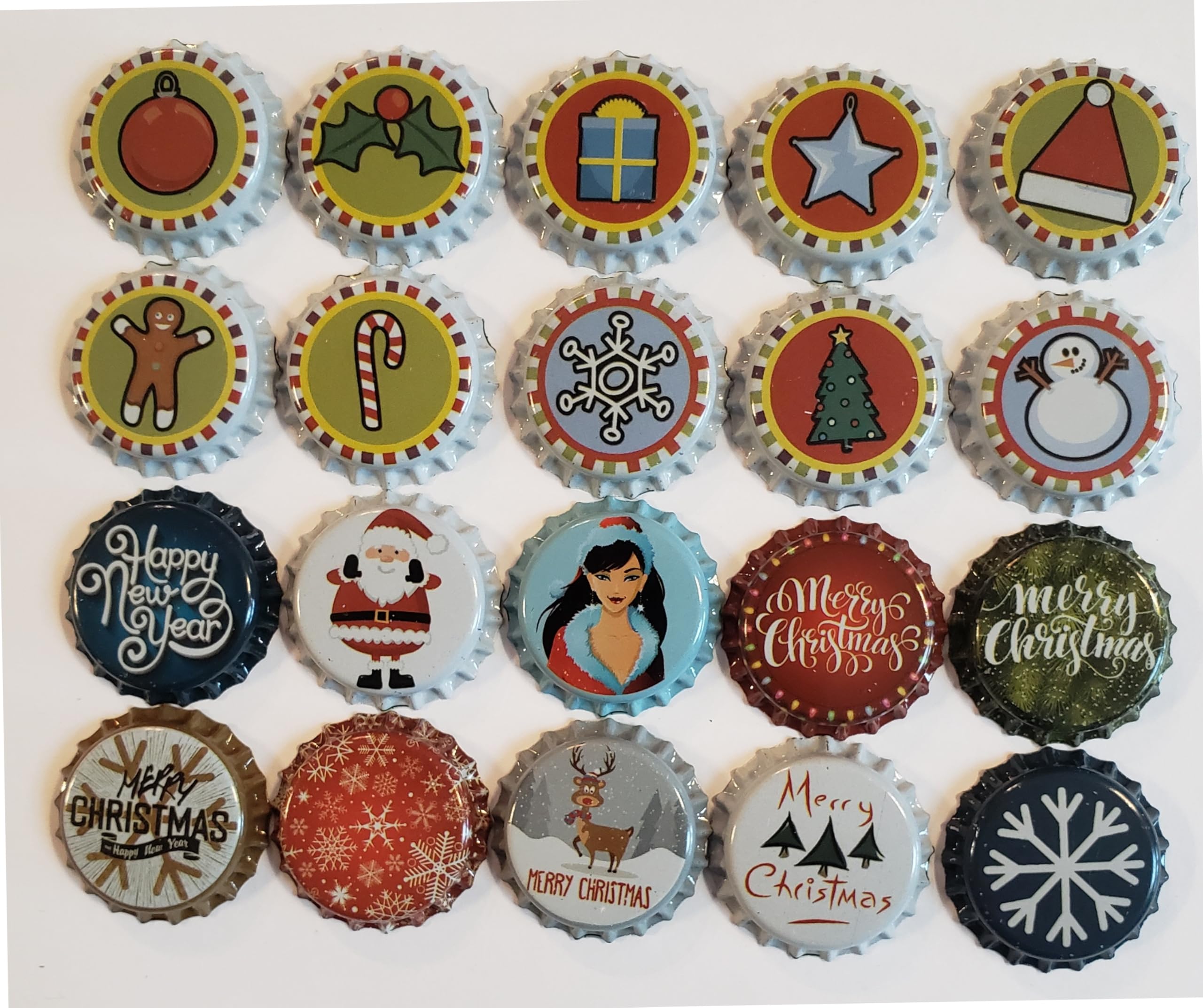 100 Christmas Bottle Caps Oxygen Absorbing Crown Caps for Brewing Homebrew Homebrewing