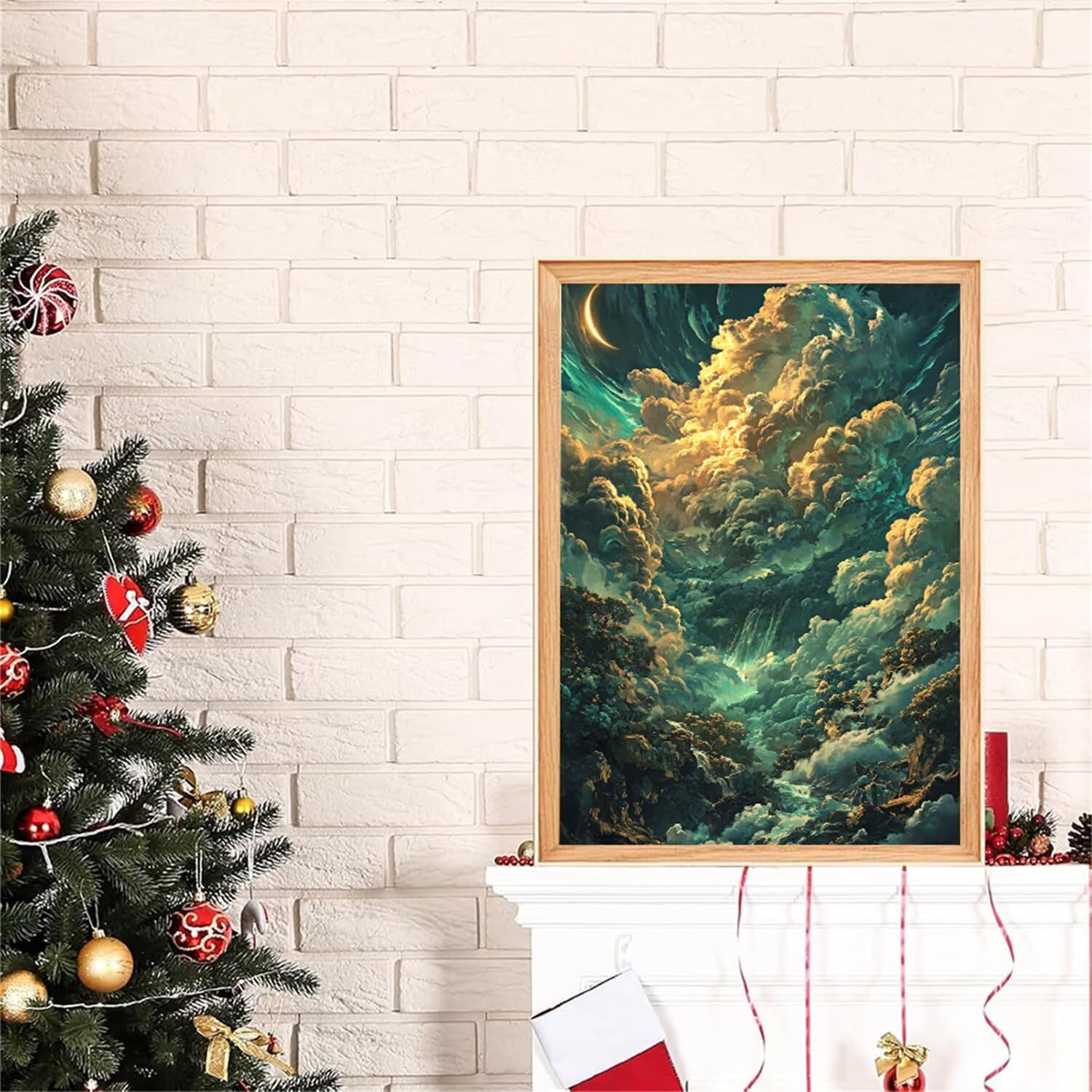Diamond Painting Chmura Diamentowe Malowanie Dzieci Księżyc Diamentowe Malarstwo Dorosły, 5D Diamenty do Rzemiosła, Diamentowe Rysunki dla Dorosłych Początkujących, Wystrój Domu, Prezenty 60x80cm J0