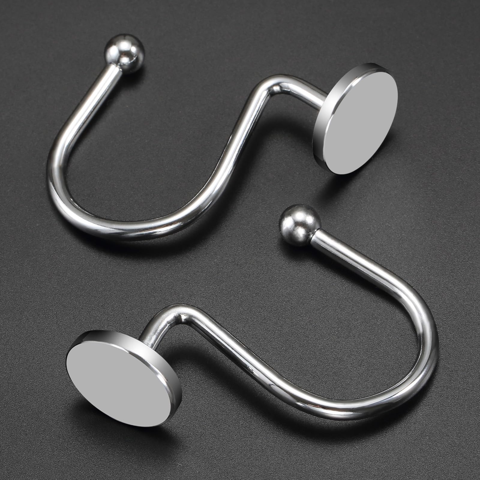 12 Ganci Per Tenda Doccia In Metallo Cromato – Anelli Scorrevoli Antiruggine Con Chiusura A Scatto, Per Asta Doccia, Decorazione Bagno Elegante