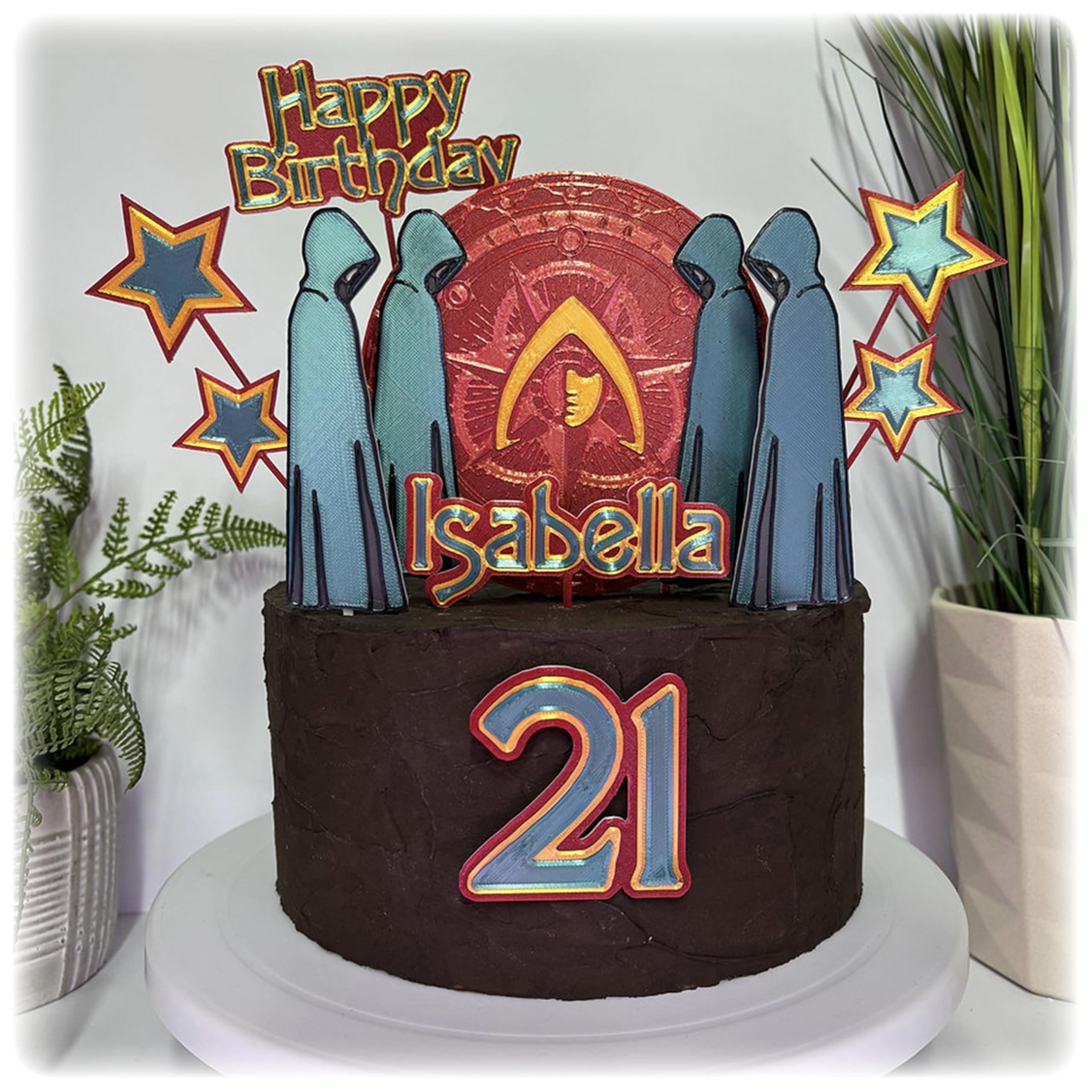 Personalised Birthday Cake Topper Kit, 18cm Height, Biodegradable Plastic with Stars, Customisable Name and Age (Ultimate Kit)