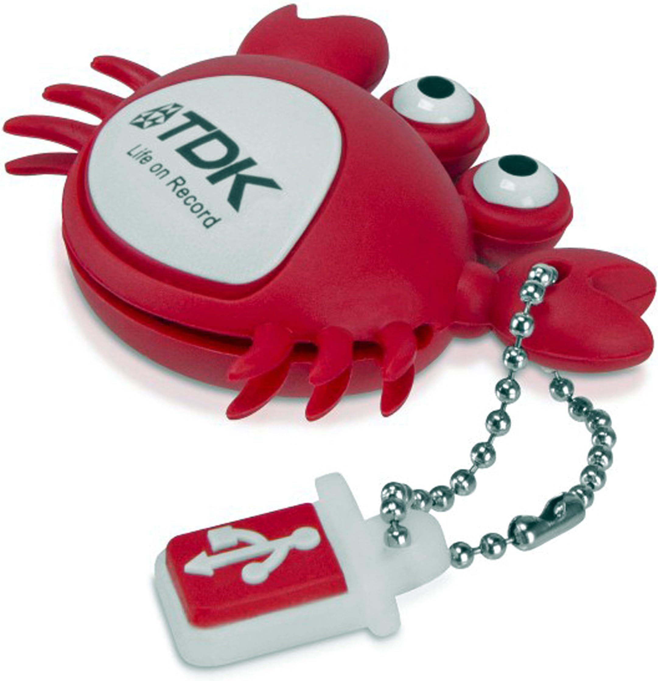 TDK Novelty 8GB USB 2.0 Flash Drive Memory Stick with Keychain Attachment - Crab