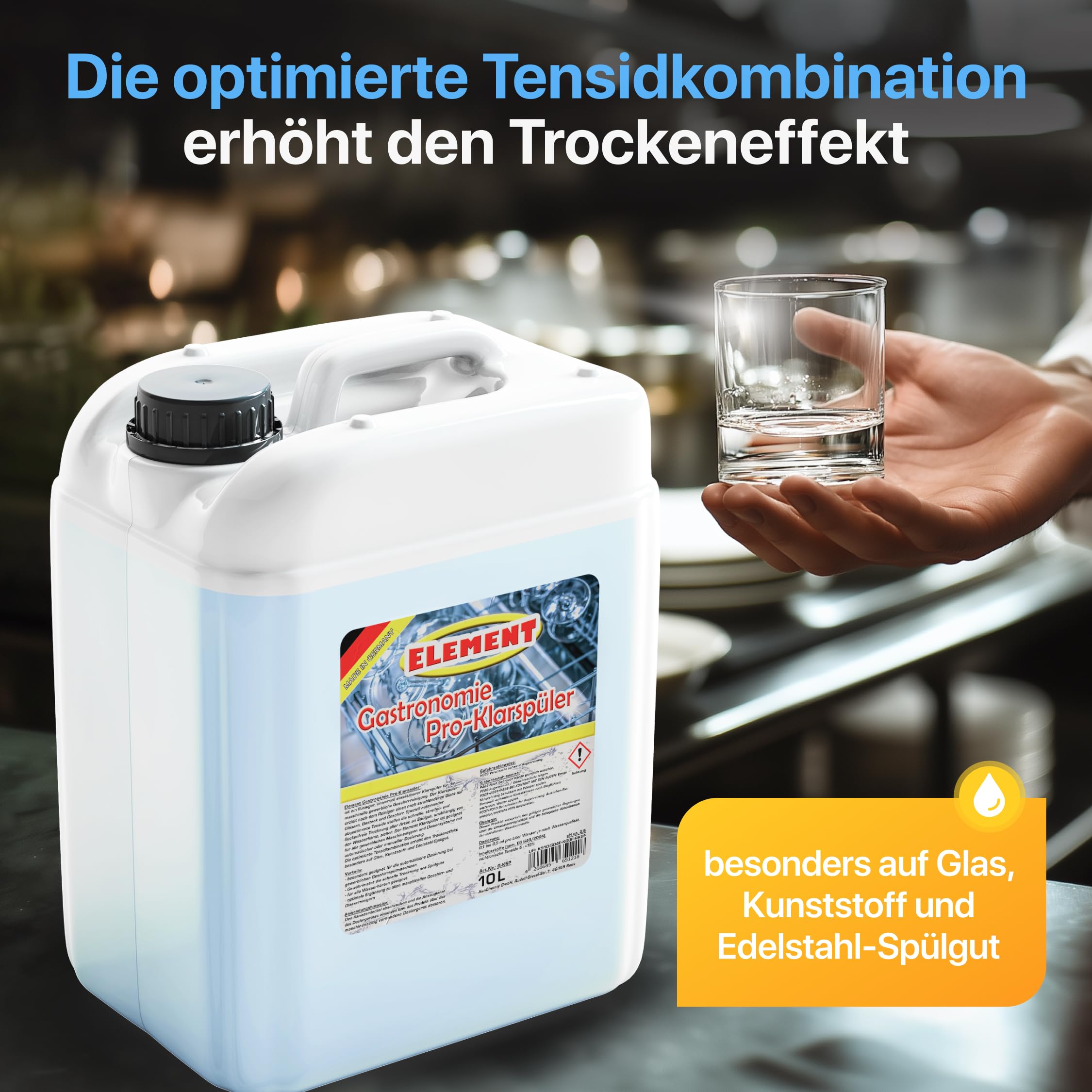 Klarspüler für gewerbliche Spülmaschinen flüssig 10 Liter Maschinenspülmittel Profi für gewerbliche Spülmaschinen Geschirrspülmittel Maschinenklarspüler