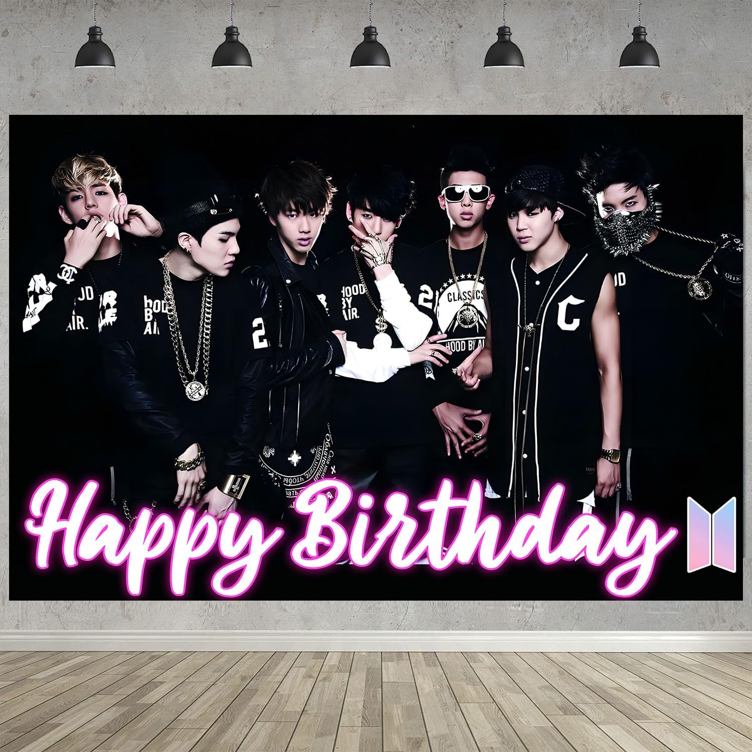 Bangtan Boys Birthday Party Decoration,Boy Band Party Photo Background 5 x 3 FT and 18 Pcs Balloon,Merch Party Backdrop Supplies - Image 3