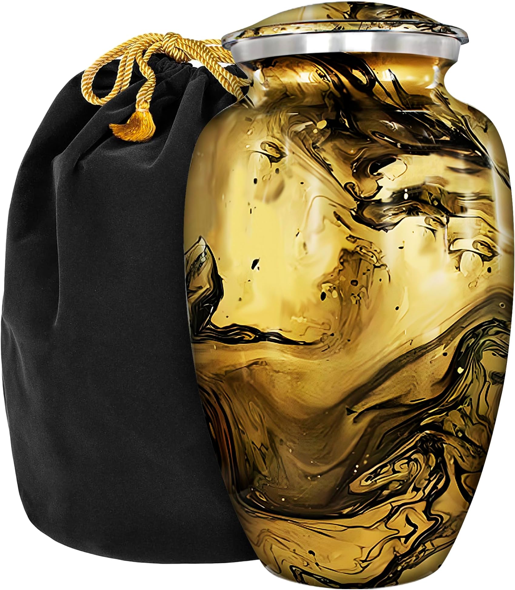 Cremation Urns for Human Ashes, Camouflage and Hunters Decorative Burial Urn for Adult Men and Women, Large Gold