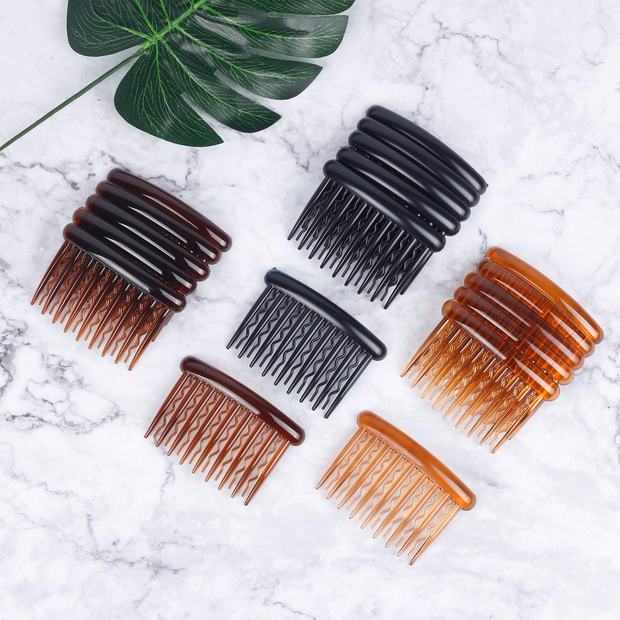 18 piezas de plástico para dientes de pelo, peine lateral de tortuga, accesorios para el cabello fino 8