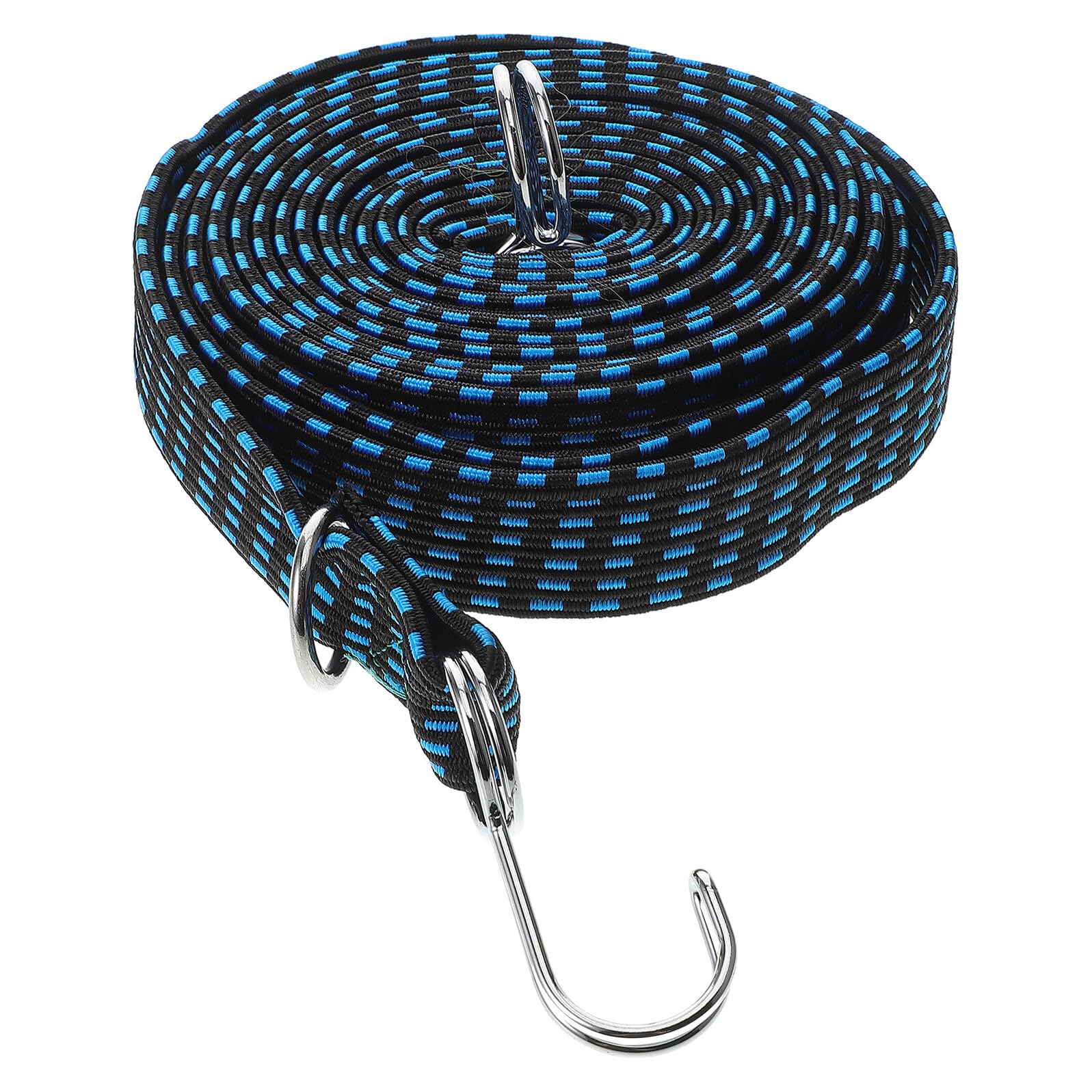 Adjustable Elastic Motorcycle Cargo Straps Rubber Tie Down Bands for Bikes Truck Trailer Hauling Wear-resistant Luggage Securing Straps Black Blue