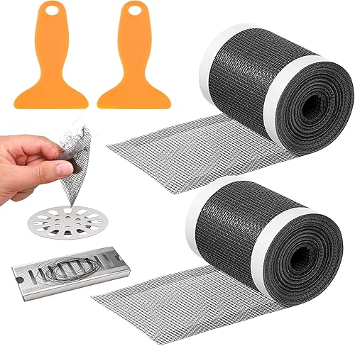 Atrapasador de pelo desechable para desagüe de ducha  Adhesivos de malla para cualquier longitud, adecuado para baño, bañera, cocina (paquete de 2)
