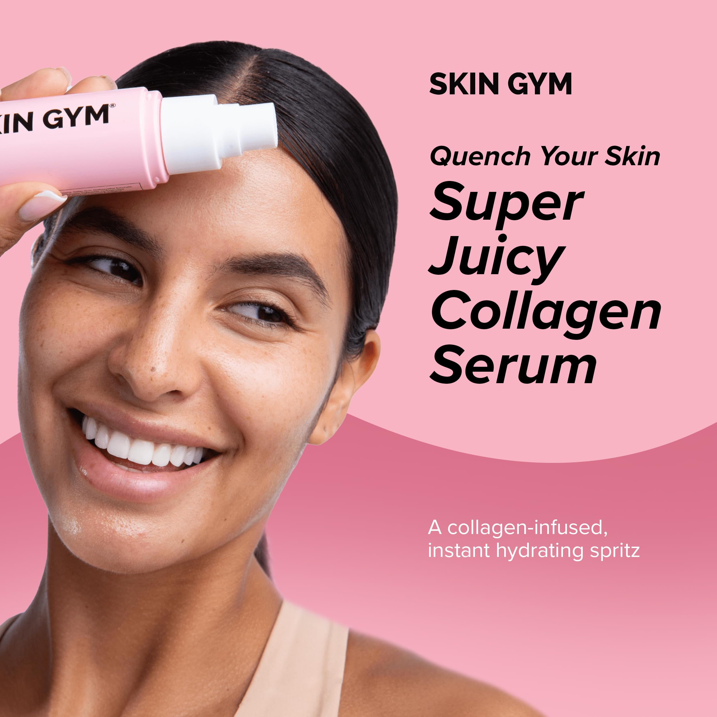 Skin Gym Super Juicy Collagen Spray-On Serum, Hydrating Facial Mist with Collagen, Squalane, and Peptides