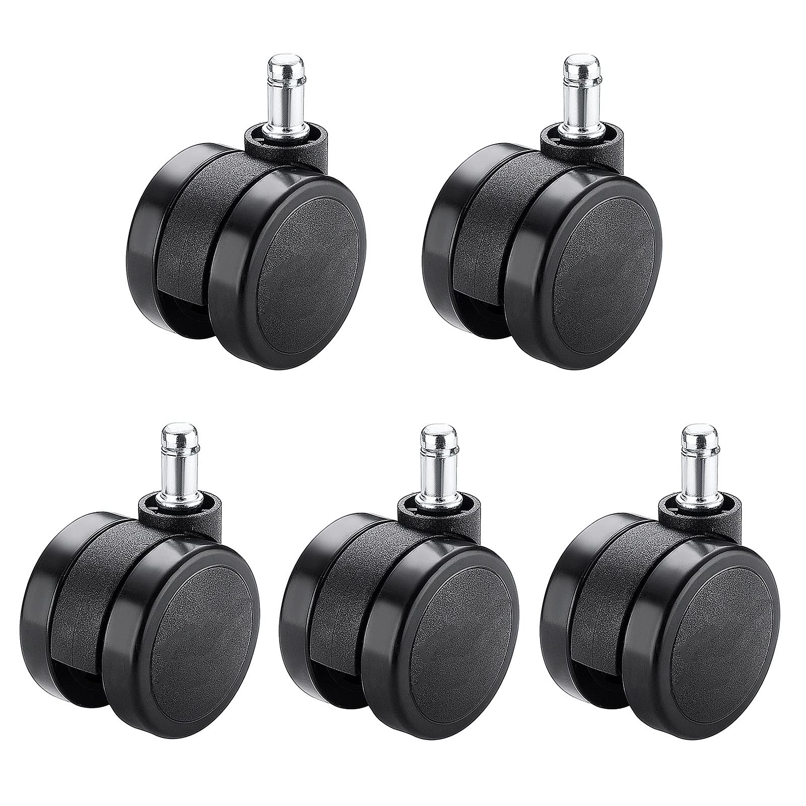 Ailzcfx Black Pu Replacement Caster Wheels For Office Chair, Swivel Chair,Floor Protecting, 60Mm Office Chair Caster Wheel, Stem Size 11Mm*24Mm, Threaded Stem 10Mm*19Mm, Set Of 5 (Color : Size : T