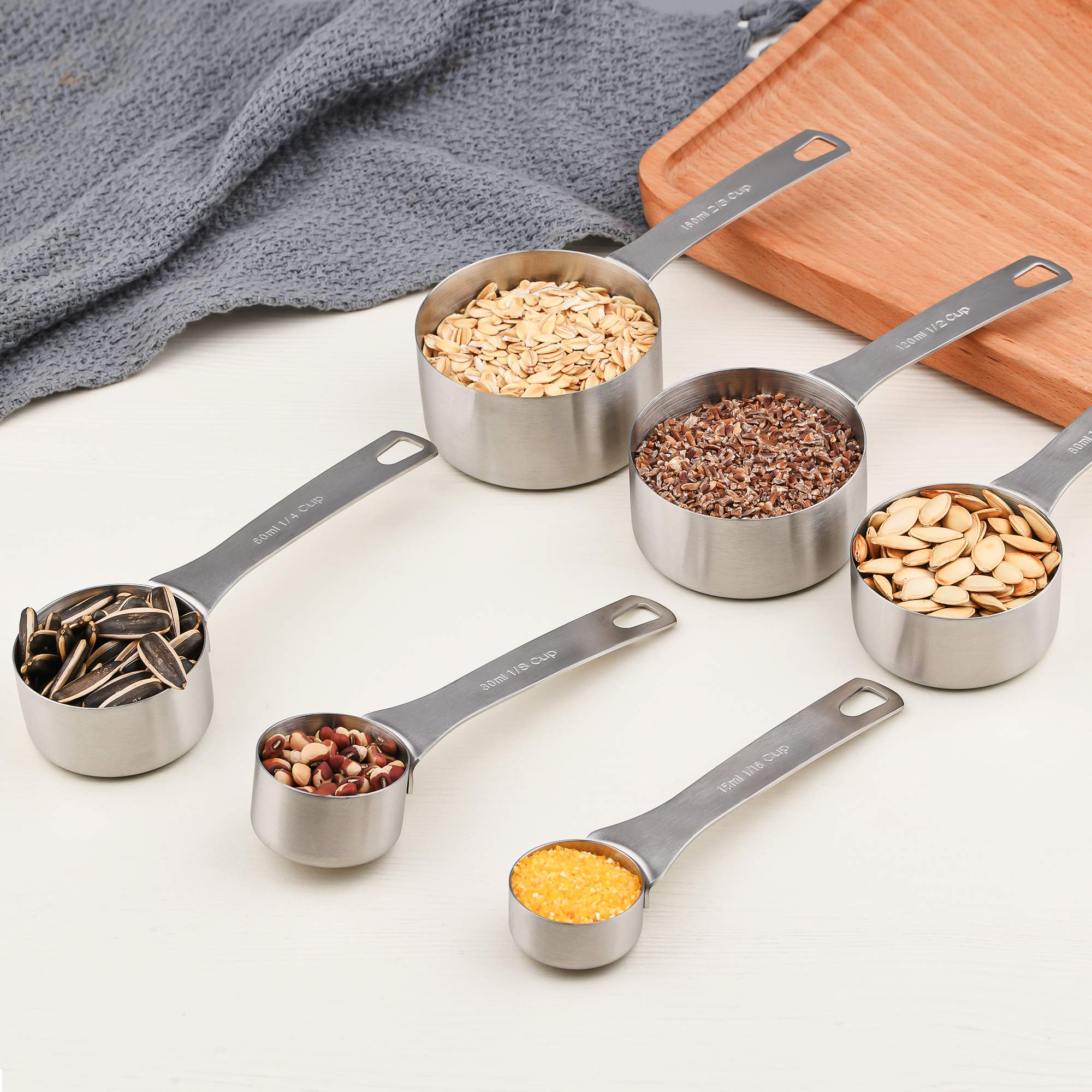 Kunteng Messbecher-Set aus Edelstahl, Messlöffel-Set, Messäquivalente (Silber: 21 Stück)