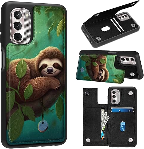 Funda tipo cartera para Moto G Stylus 5G 2022 con tarjetero de piel sintética, función atril, ranuras para tarjetas, cierre magnético, funda