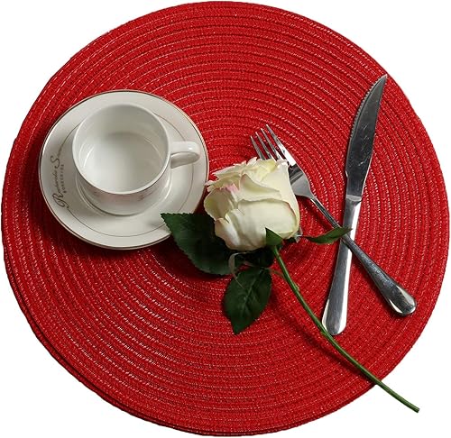 Miniatura 6 de Topotdor - Manteles individuales redondos resistentes al calor, resistentes a las manchas, antideslizantes, lavables, de polipropileno