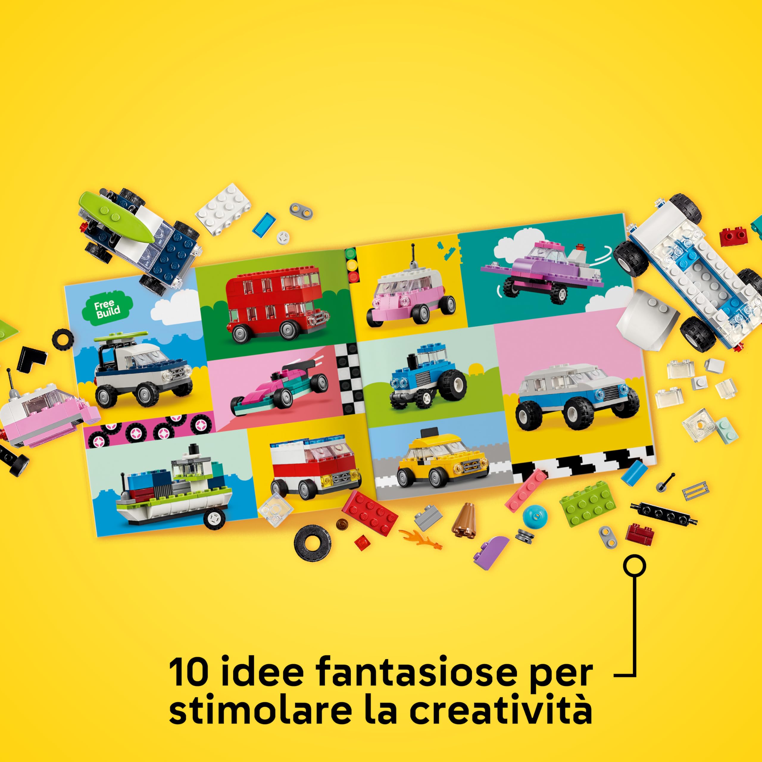 LEGO Classic Veicoli Creativi, Modellini di Auto Colorate da Costruire in Mattoncini, Set con Macchine Giocattolo per Bambini e Bambine, Ragazzi e Ragazze da 5 Anni in su 11036