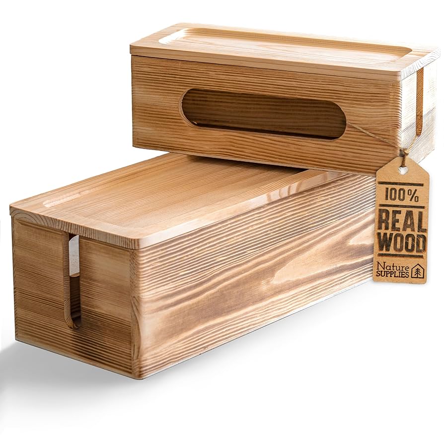 Amazon.com: NATURE SUPPLIES Set of 2 Wooden Cable Management
