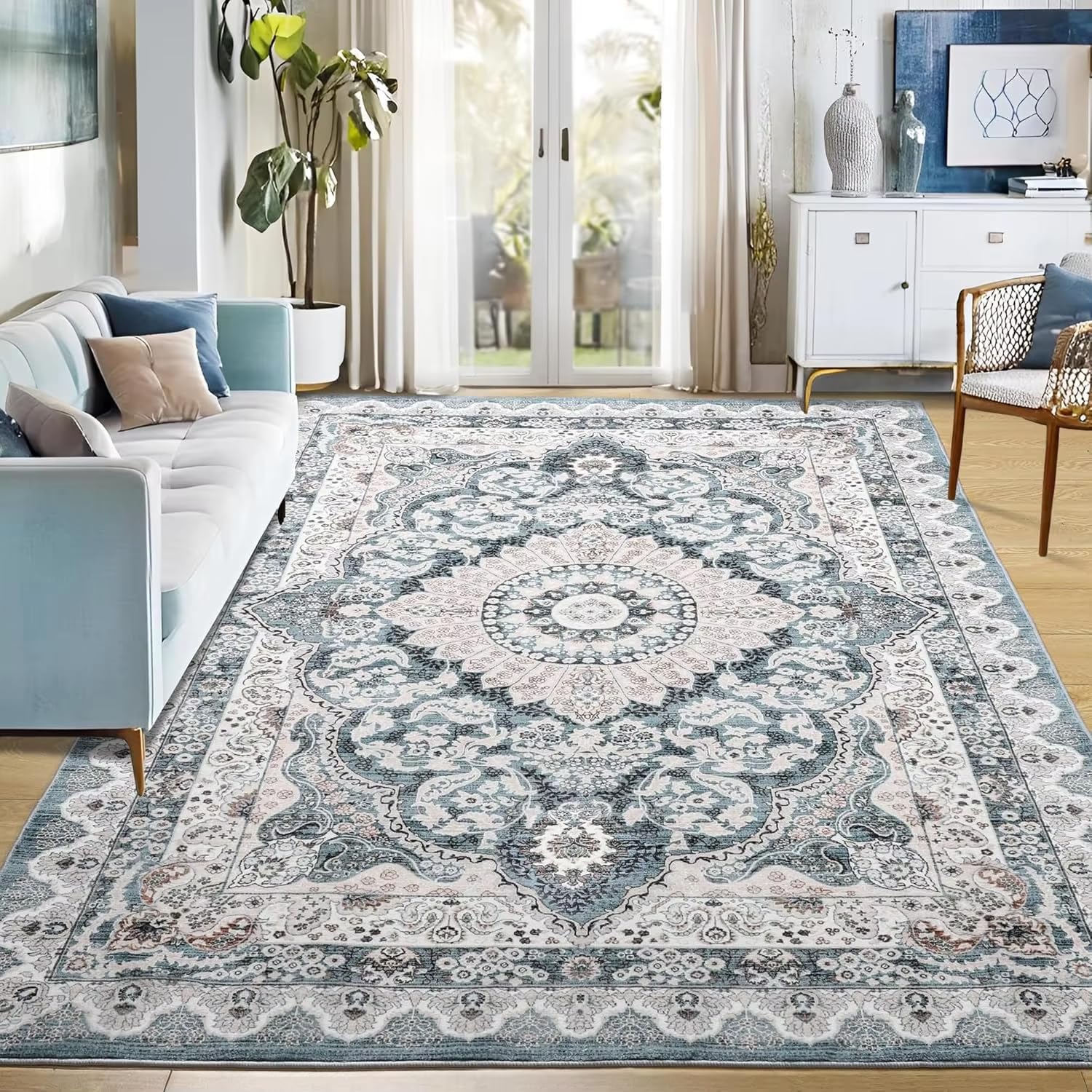 Tapis de salon lavable pour sublimer un grand séjour au style vintage