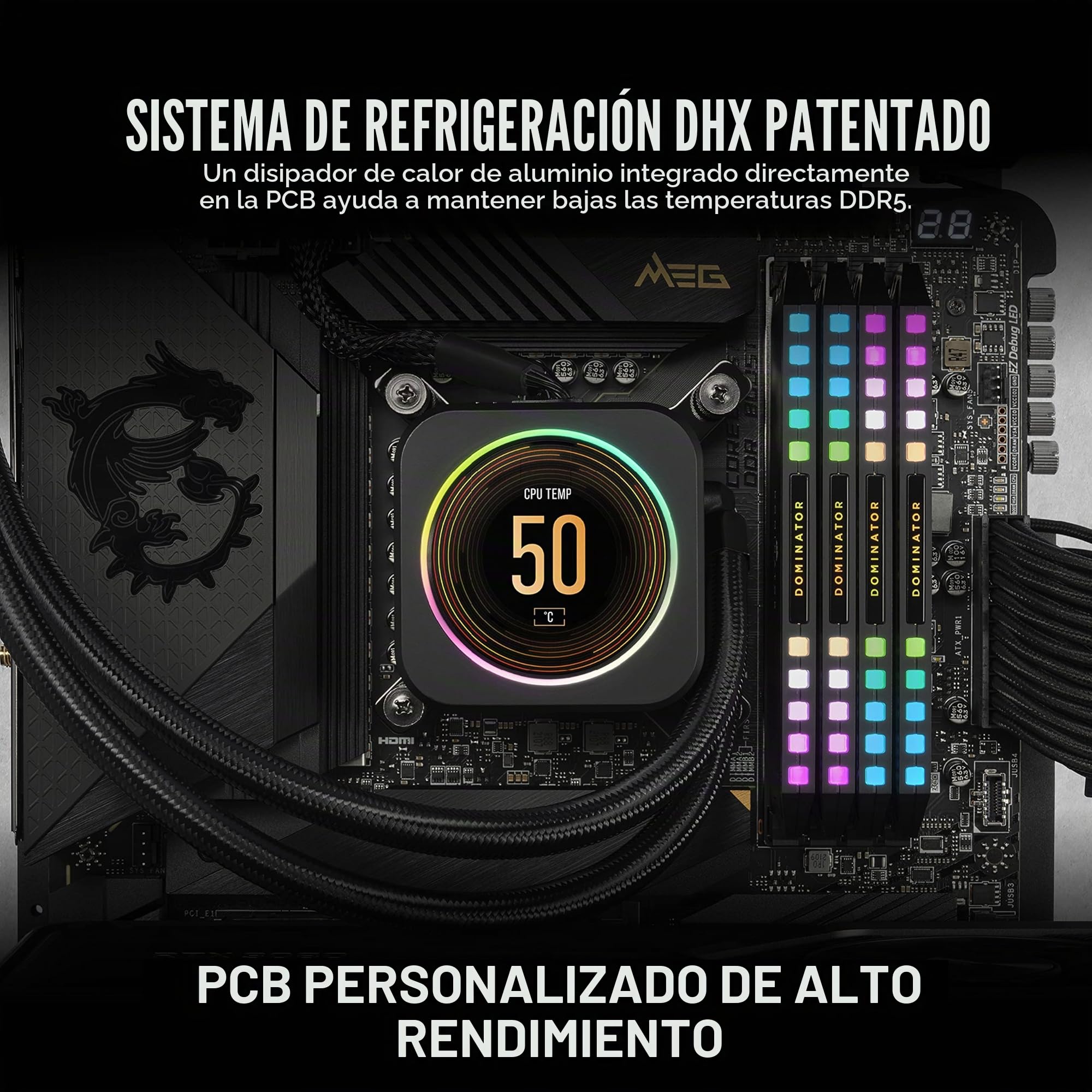 Corsair Dominator Platinum RGB DDR5 64 GB (2x32 GB) 5600MHz C40 Memoria per Desktop (Regulación de Voltaje integrada, Refrigeración DHX patentada, 12 Leds RGB CAPELLIX, Optimizadas para Intel) Negro