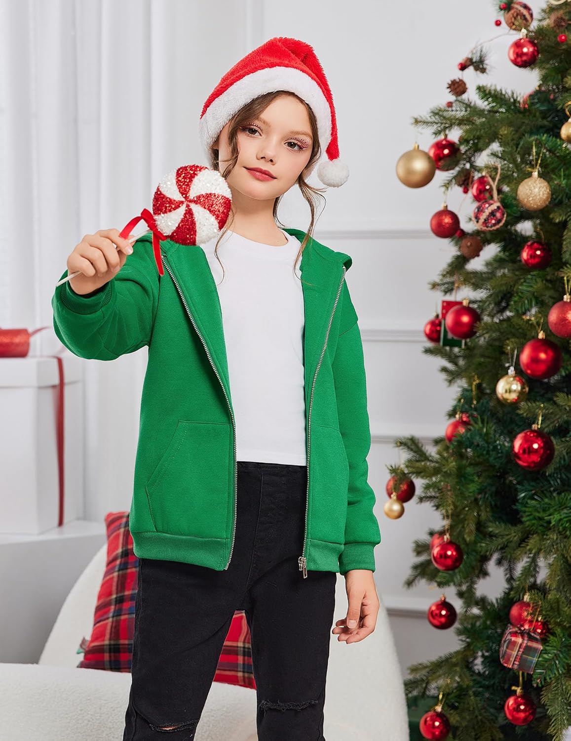 Arshiner Girls Zip Up Hoodies Teen Fleece Full-Zip Sweatshirts Jacket Casual Fall Hoodie with Pocket - Image 4