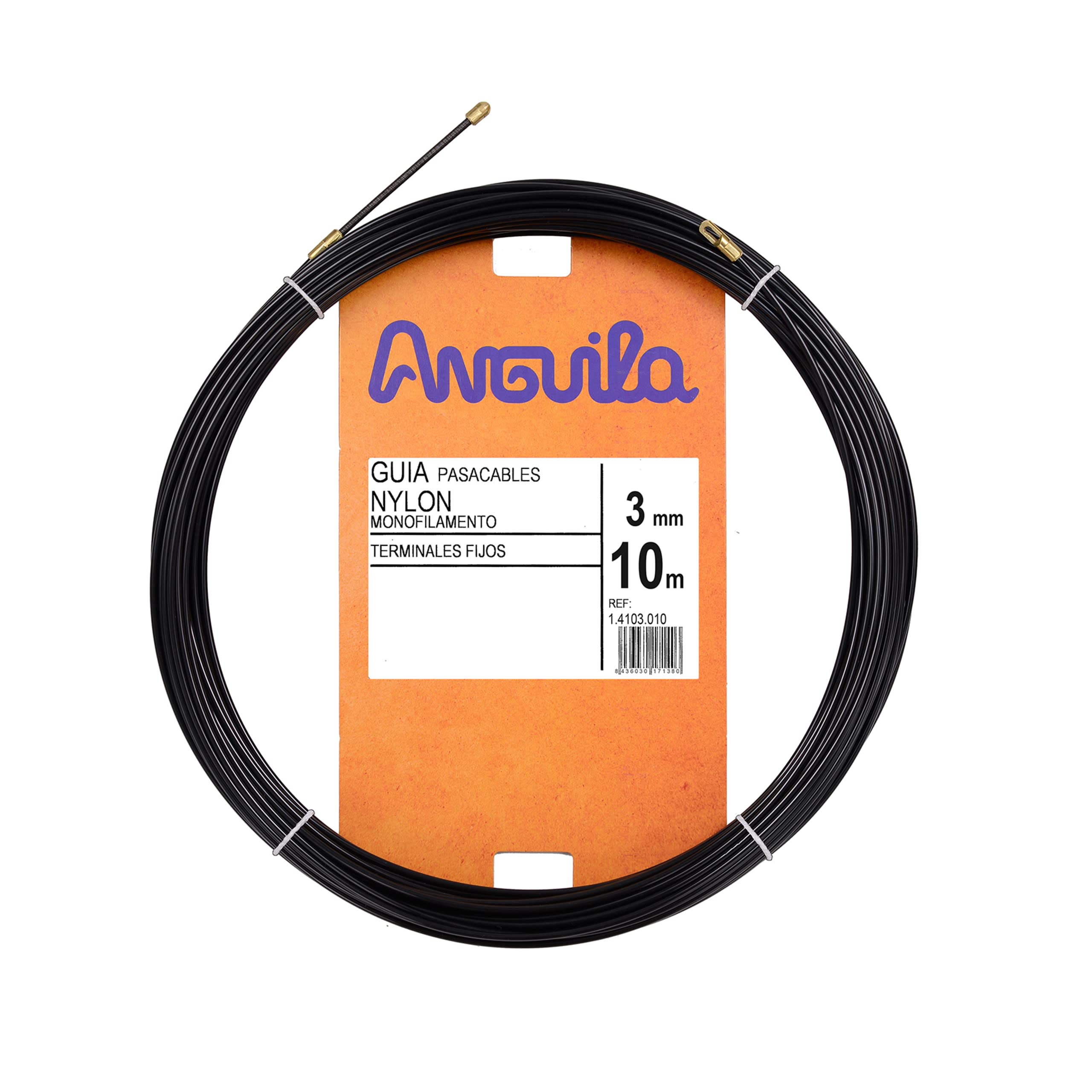 Anguila | Guía Pasacables | Terminales Fijos | Monofilamento | Nylon | Color Negro | Diámetro 3mm | 10 Metros
