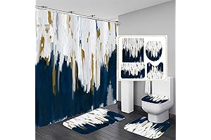 Exceptional 4-Piece Shower Curtain Set in Vibrant Blue