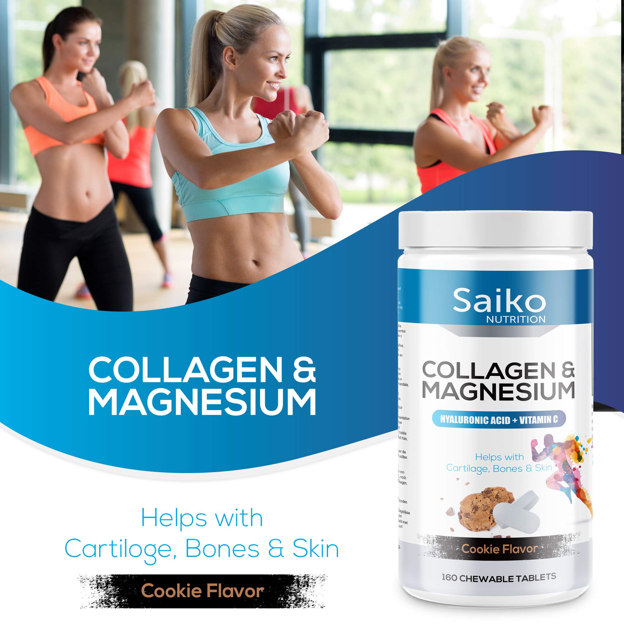 Collagen Magnesium Supplement with Vitamin C and Hyaluronic Acid, Hair, Nails and Skin Care