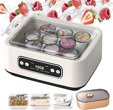 Ultimate Yogurt Maker Machine, Automatic Yogurt Maker Machine, 9 Glass Cups, 1.6L Euro Cheese Cooking Greek Yogurt Nut Maker, Electric Yogurt with LCD Display