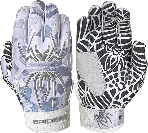 Spiderz Guante de bateo híbrido para adultos palma de malla de silicona