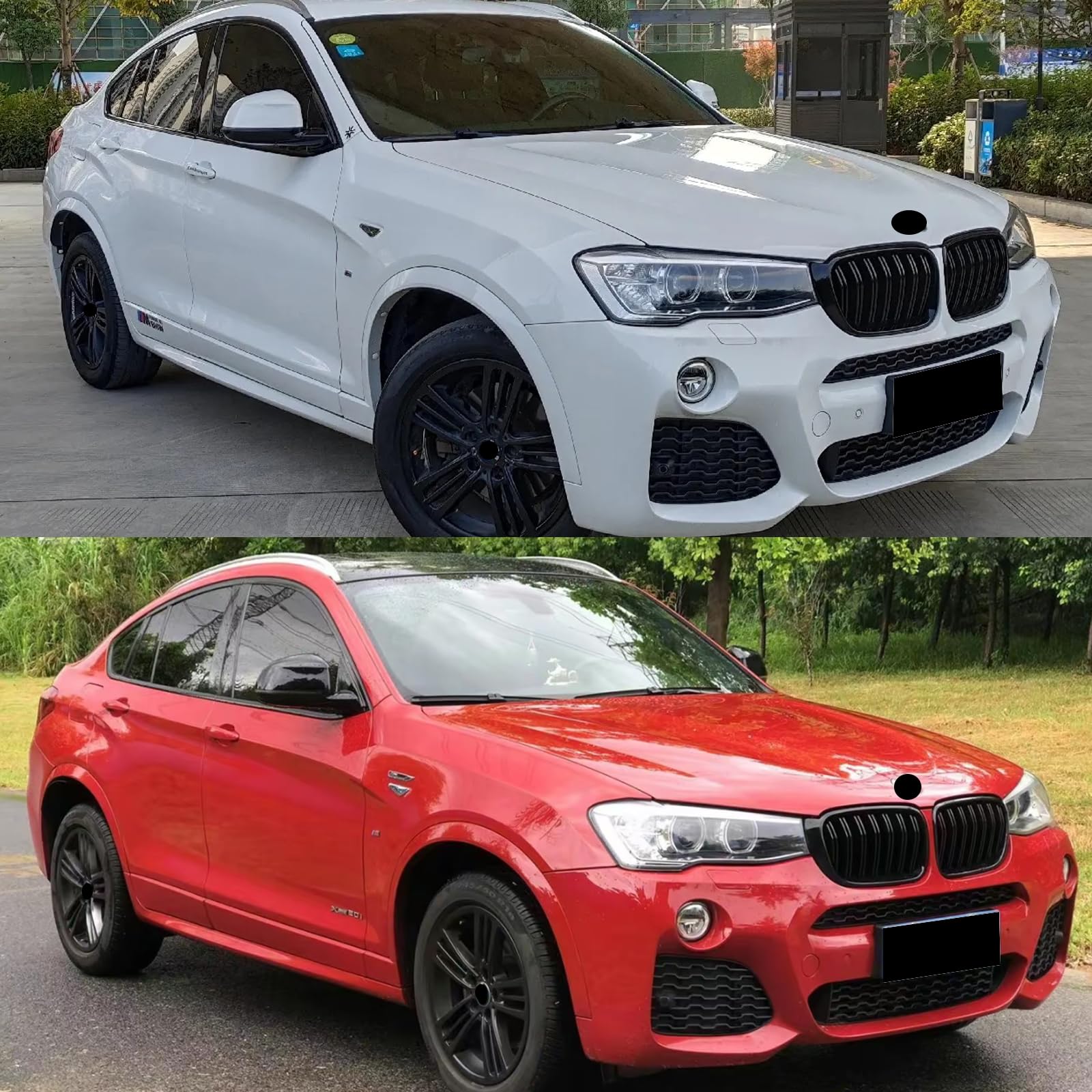 F25 Nieren Schwarz Kühlergrill für BMW X3 X4 F25 F26 Grill 2014-2018 ABS glänzend schwarz Doppelsteg Kühlergrill (For X3 X4 F25 F26 2014-2018)