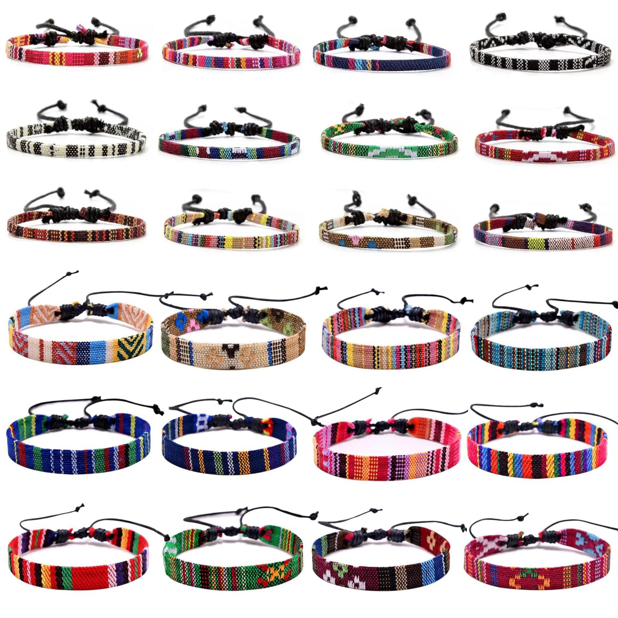 MONKLE - 24 piezas pulsera amistad,pulseras tela personalizadas,pulseras de la amistad,pulsera tela