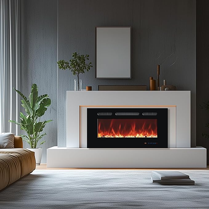 Chimenea Eléctrica Carsynflame 48 Pulgadas, Montaje en Pared, 1500W, Negro miniatura 2