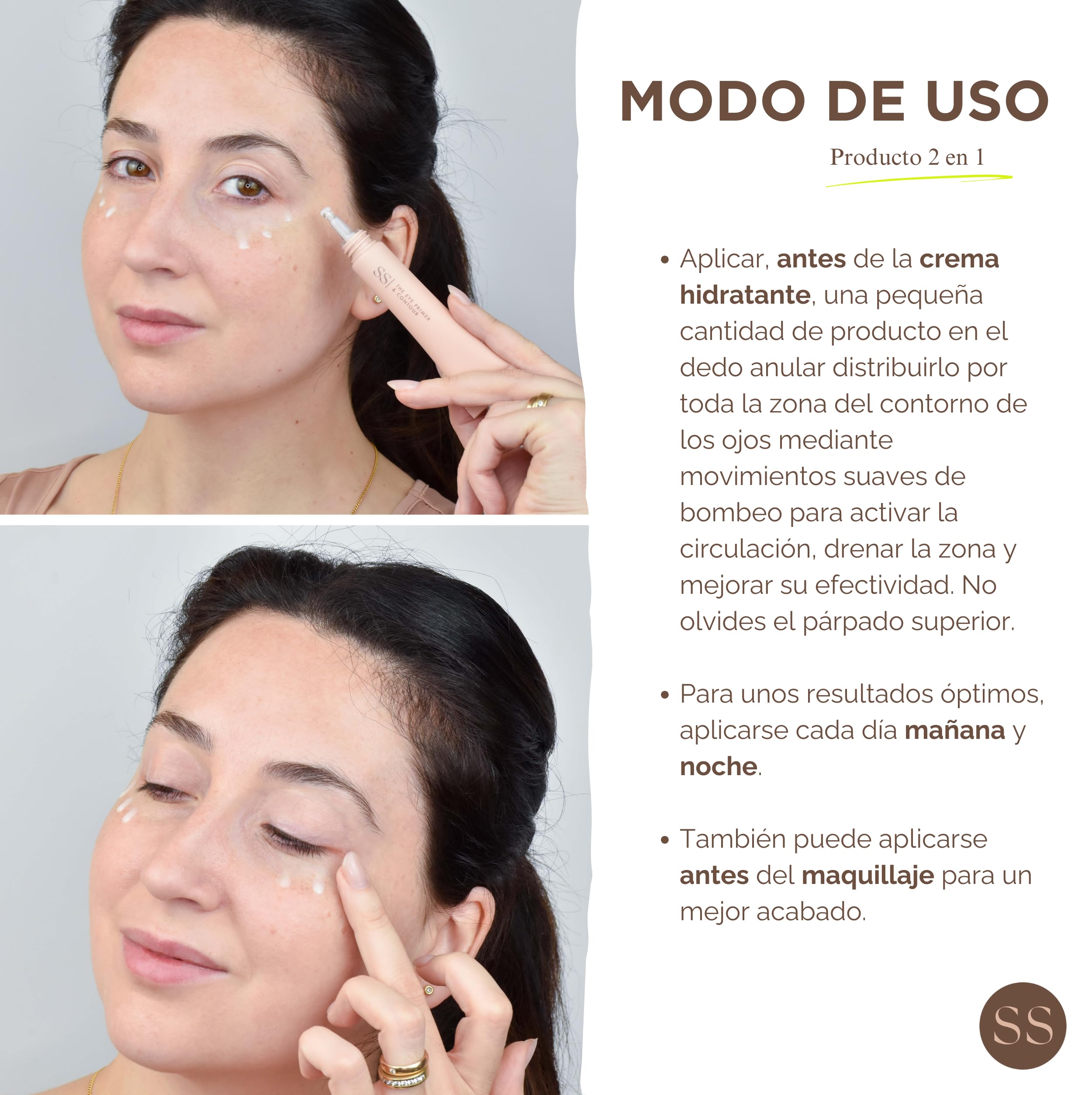 SS| Double S Beauty - Contorno de Ojos Antiarrugas Mujer Reduce Signos de Fatiga y Cansancio | Antiojeras Mujer Hidrata y Protege | Contorno Ojos Ultraligero Combate y Rellena Líneas de Expresión