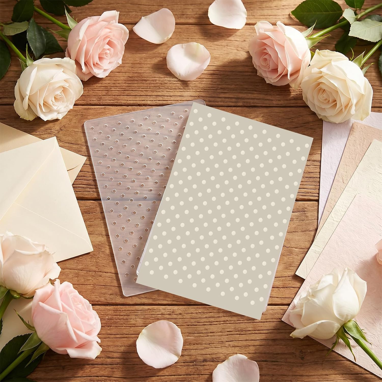 Embossing Folder for Card Making, 5.71 x 4.13 Inches PP Plastic Textured Impressions Embossing Folders for Scrapbooking Paper Crafts (Little Dots)