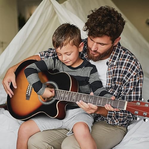 Miniatura 4 de WINZZ AF168C - Guitarra acústica de abeto 34 recortada para principiantes, estudiantes, niños con kit avanzado para diestros, 36 pulgadas