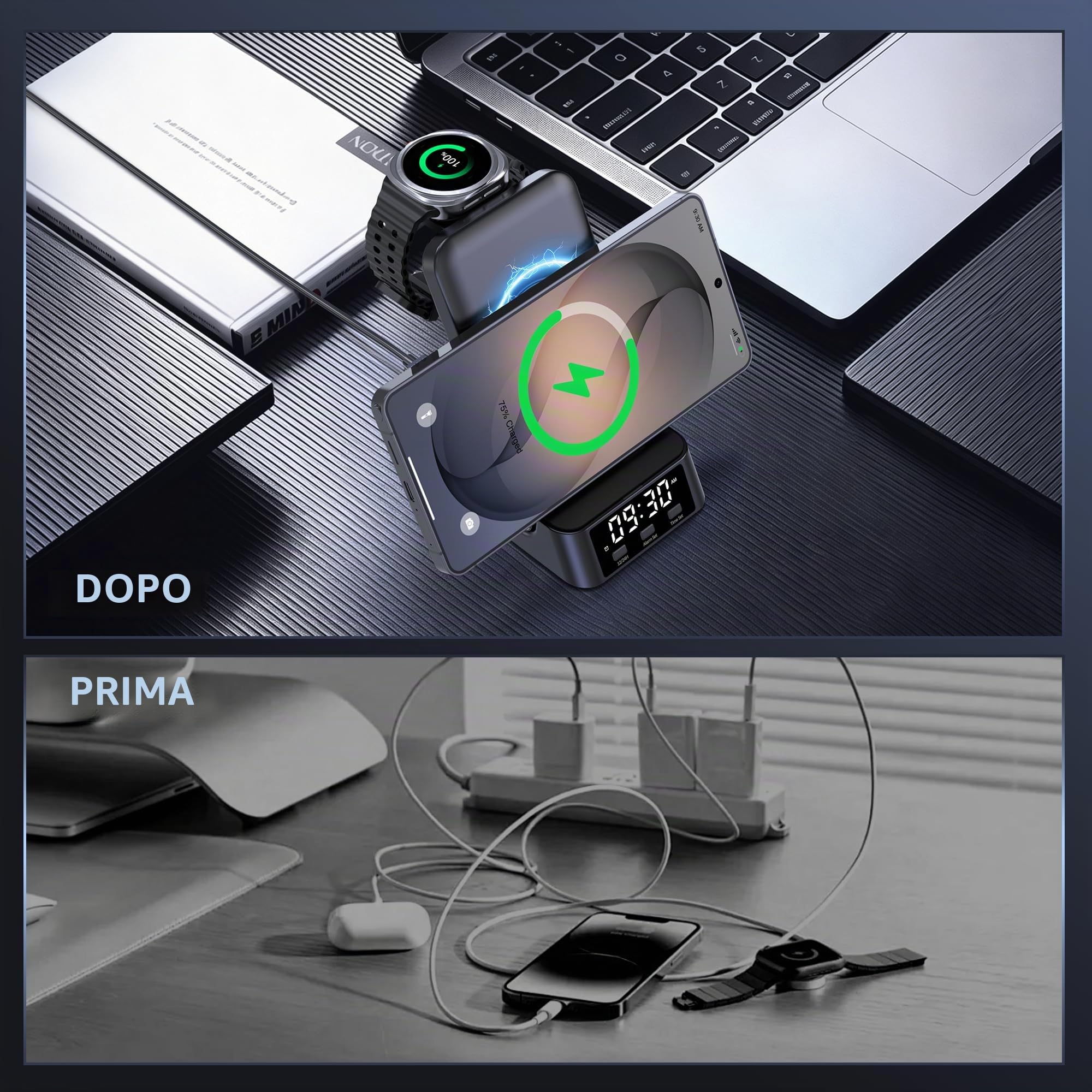 Stazione di ricarica per Samsung, supporto di ricarica 4 in 1 per Samsung Galaxy S26 Ultra/S24 Ultra/S23/S22/Note 20/Z Flip 7/Fold 6, caricatore per Galaxy Watch Ultra/8/7/6, Galaxy Buds 3/2