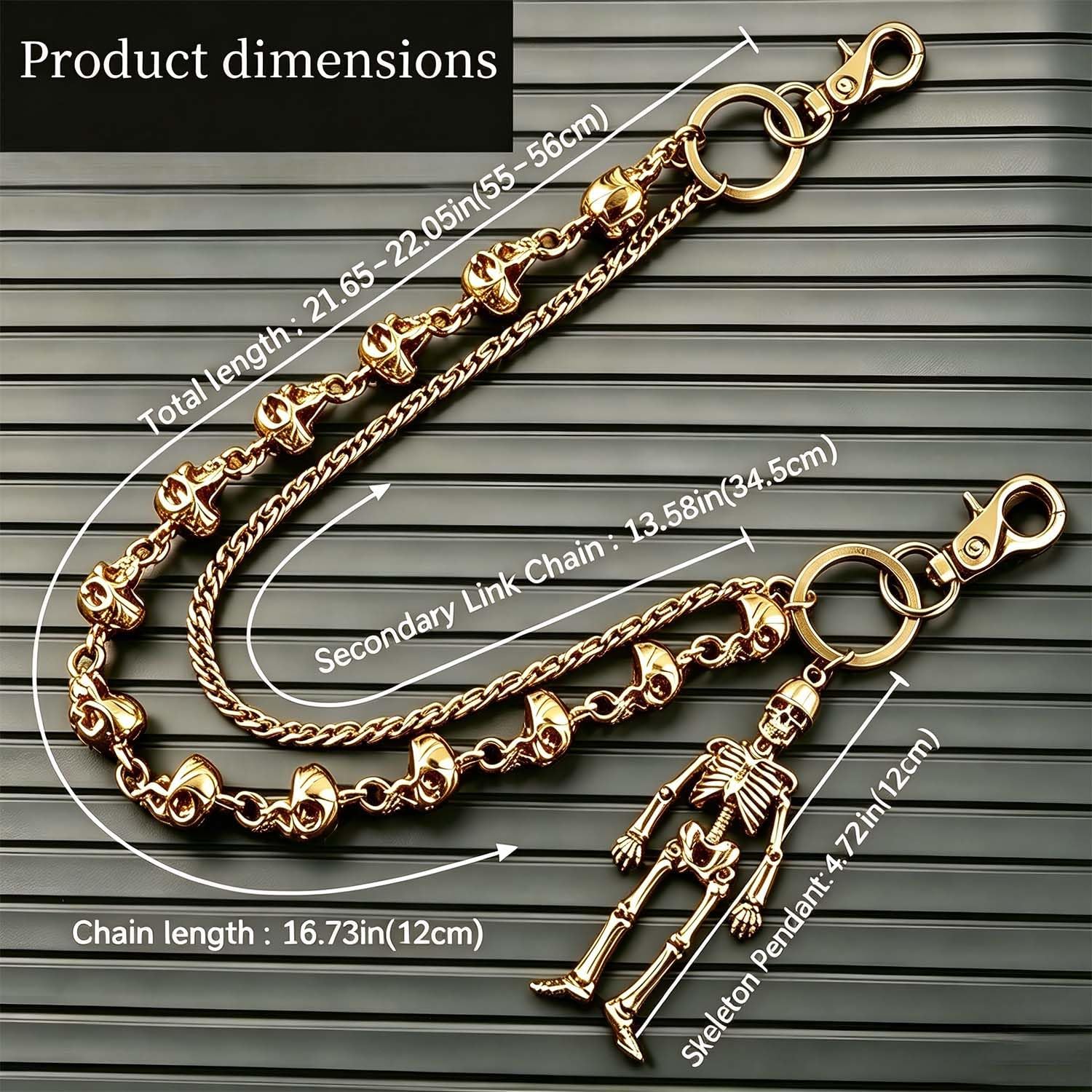 SIBOSUN Skull Pants Chain for Men Women, Cool Wallet Chains for Mens, Gothic Punk Jean Belt, Biker Heavy Belt Goth