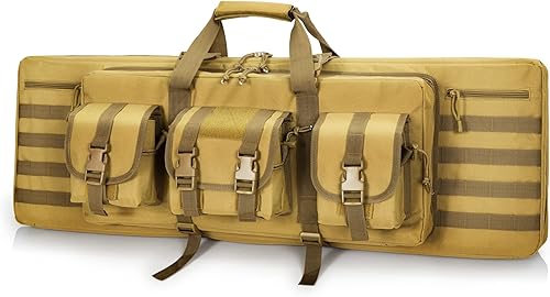 DULCE DOM Funda para rifle doble, bolsa larga acolchada suave para rifles, estuche táctico para almacenamiento para escopetas, tiro, caza, mochila